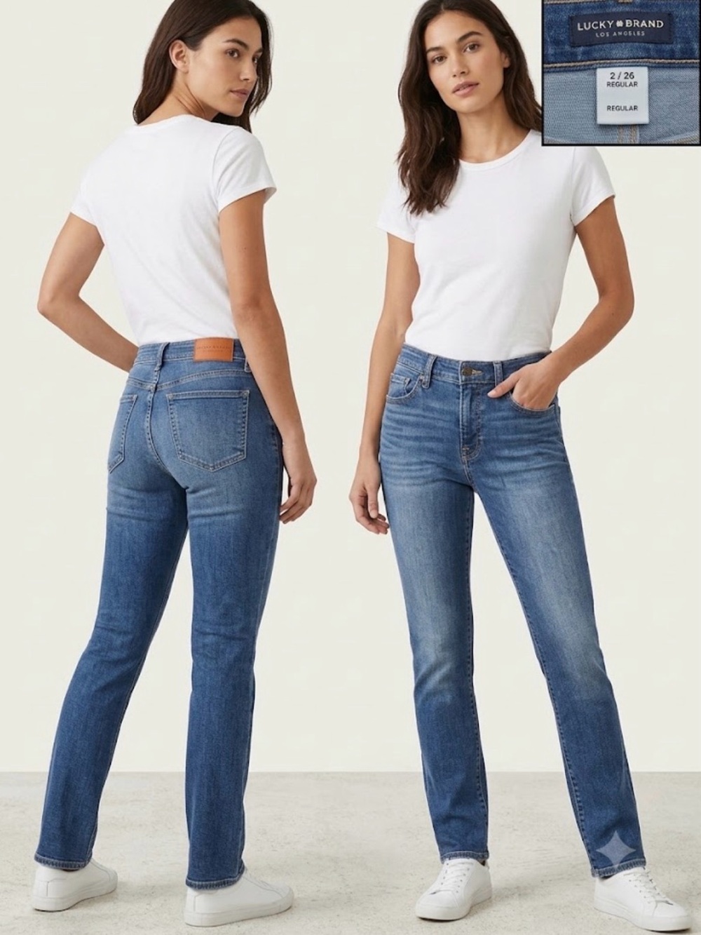 Lucky Brand Women's Straight Leg Jeans in Medium Blue Wash